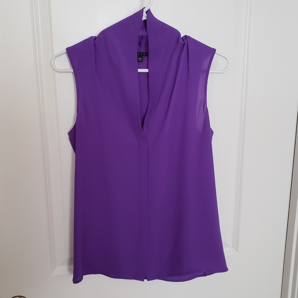 Theory Purple Sleeveless Blouse V-Neck